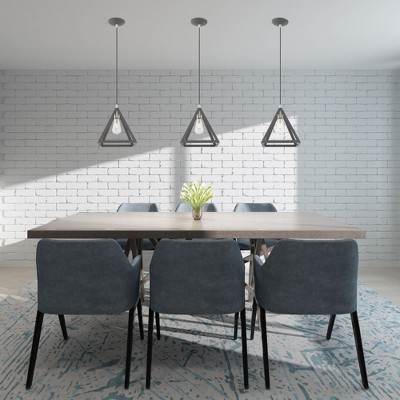 Sleek Industrial Black and Brushed Nickel Geometric Island Pendant Light