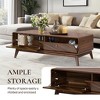 LuxenHome Mid-Century Modern Coffee Table with Storage, 47" Live Edge Columbia Walnut Engineered Wood Boho Center Accent Table Brown - 3 of 4