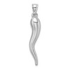 Black Bow Jewelry 14k Yellow or White Gold Large Hollow Italian Horn Pendant, 7 x 42mm - 3 of 4