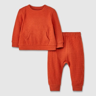 Baby Thermal Ribbed Top & Bottom Set - Cat & Jack™ Rust 6-9M