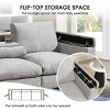 96''W Chenille Wide Seat Sectional Sofa,Comfy Cloud Couch Set With Drop Down Table,Cup Holders,USB Charger,Storage Armrest -Maison Boucle - 3 of 4