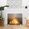 Barton 39"x29" Fireplace Screen Guard Panel Tempered Glass Fence Fire Place Spark Guard Stand, Clear/Gold - 2 of 4