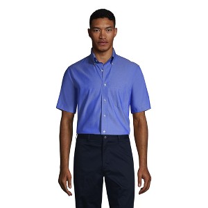Lands' End School Uniform Men's Short Sleeve No Iron Pinpoint Dress Shirt - 1 of 4