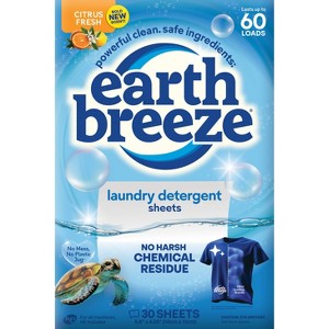 Earth Breeze Citrus Fresh Laundry Detergent Sheets - 60 loads : Target