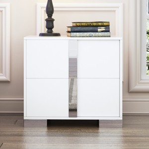 Contemporary 2-Drawer Nightstand with Mirrored Fronts and Durable MDF Build for Bedroom or Living Room Accent-Cuddlewood - 1 of 4