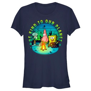 Juniors Womens SpongeBob SquarePants Be Kind to Our Planet T-Shirt - 1 of 4