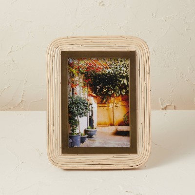 5"x7" Rattan/Glass Photo Frame Beige - Opalhouse™ designed with Jungalow™