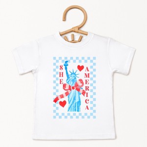 The Juniper Shop She Loves America Checkered Toddler Short Sleeve Tee - 1 of 4