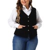Agnes Orinda Women's Plus Size Steampunk Velvet Sleeveless Button Down V Neck Suit Vests - 2 of 4