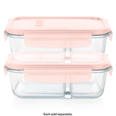 Pyrex 4c 2 Compartment Meal Box Food Storage Containers Pink : Target