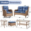 Gymojoy 7 Piece Outdoor Wicker Loveseat Sofa with Patio Swivel Glider Chairs with Coffee Table and Ottoman Sets - 3 of 4