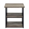 Royal Hampton 23 Inch Nightstand, 2 Shelves, Metal Base, MDF, Antique Oak and Black - 3 of 4