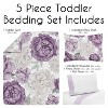 Sweet Jojo Designs Girl Toddler Bedding Set Peony Floral Garden Purple Ivory and Green 5pc - 3 of 4