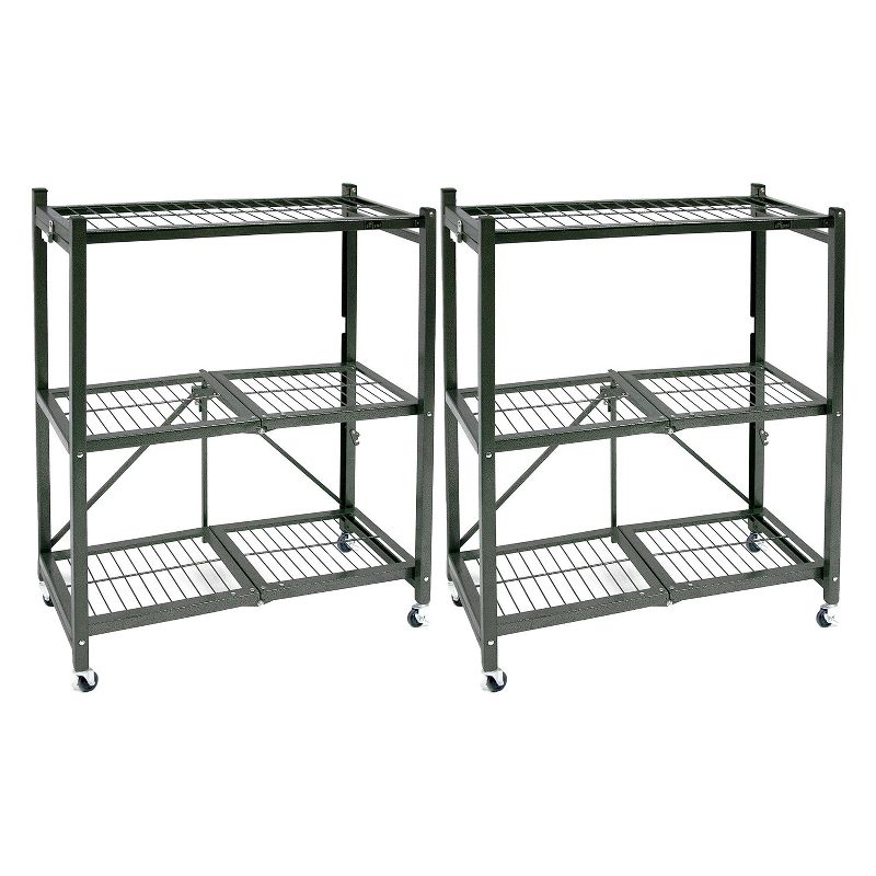 Origami General Purpose Foldable Shelf Storage Rack with Wheels for Home, Garage, or Office, Pewter, 1 of 7