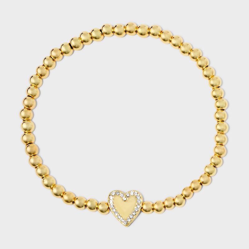 SUGARFIX by BaubleBar Pave Heart Stretch Bracelet - Gold, 3 of 5