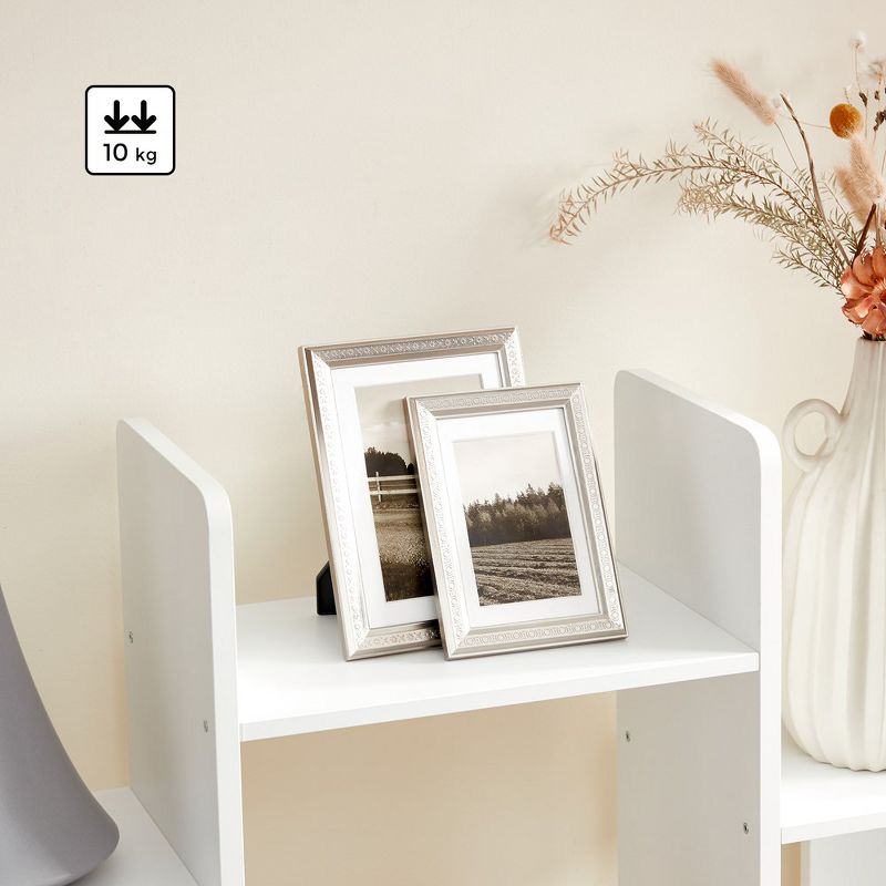 VASAGLE Bookshelf, Tree-Shaped Bookcase with 13 Storage Shelves, Rounded Corners, 9.8¡±D x 33.9¡±W x 55.1¡±H, White, 5 of 7