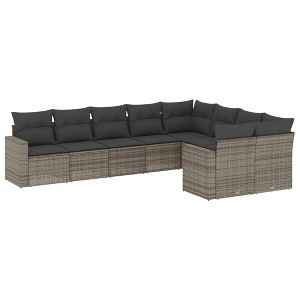 vidaXL Garden Sofa Set Grey PE rattan, powder-coated steel, polyester - 1 of 4