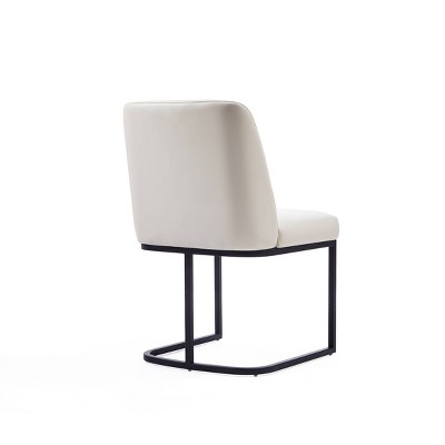 Serena Cream Faux Leather Dining Chair with Metal Base