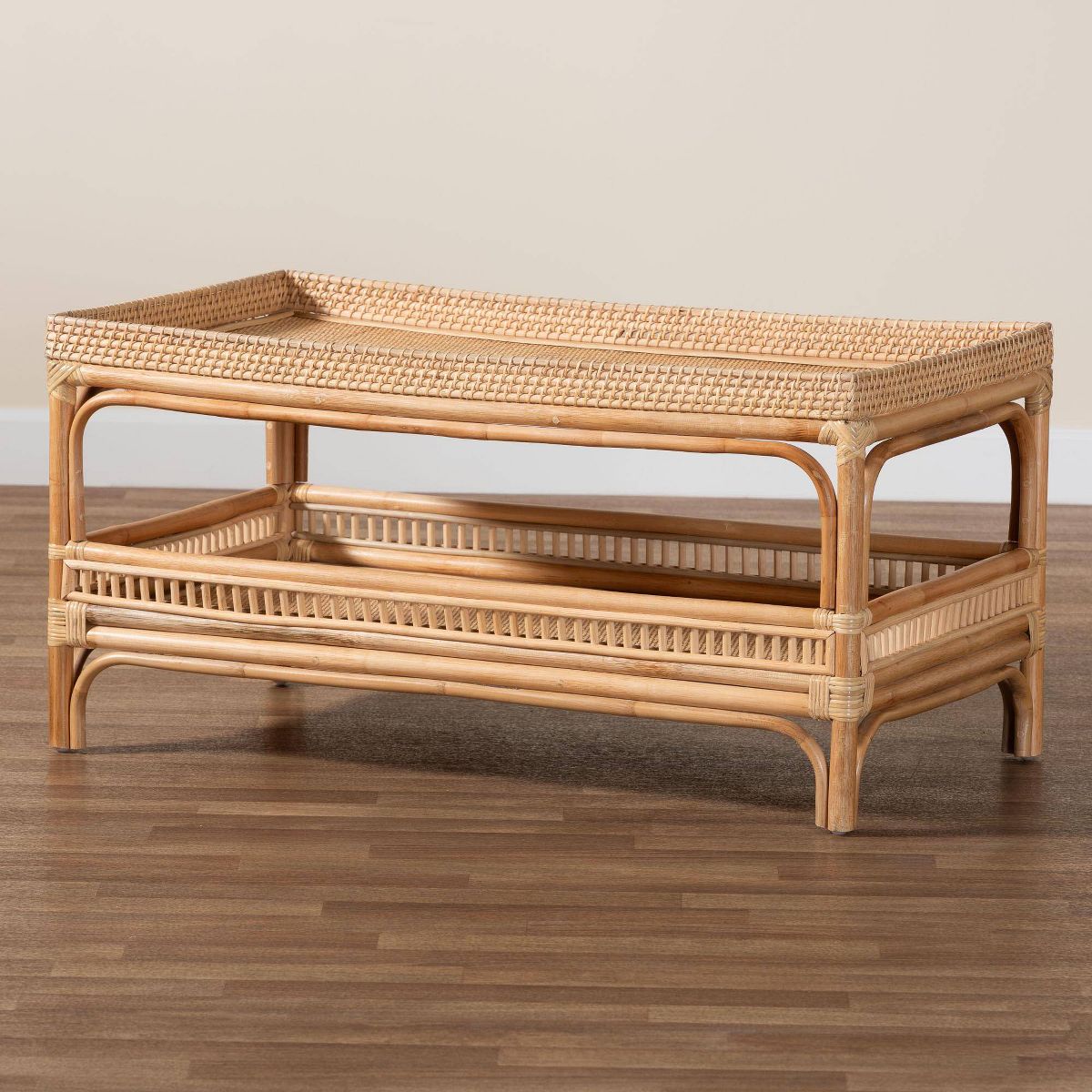 bali & pari Lombok Natural Rattan Coffee Table Natural: 19.7" High, No Assembly, Form Base Design, 17.6 lbs - thumbnail 8
