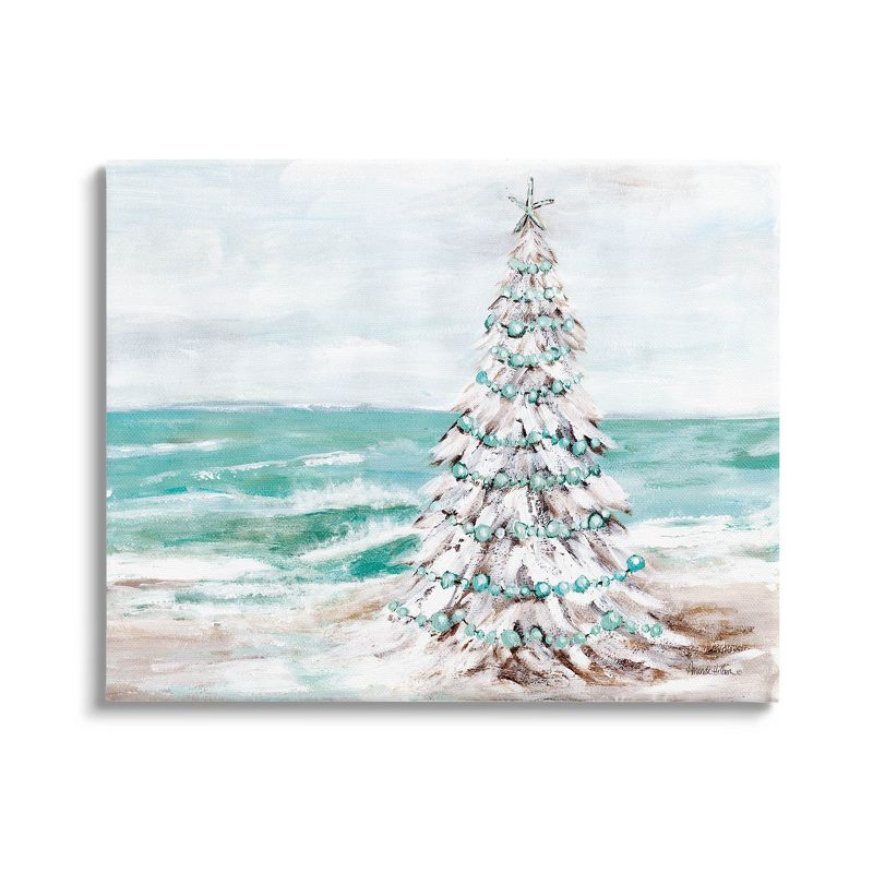 Stupell Industries Snowy Christmas Tree Beach Shore Canvas Wall Art, 1 of 6