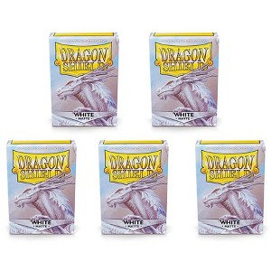 Dragon Shield 5 Packs Dragon Shield Matte White Standard Size 100 ct Card Sleeves Value Bundle! - 1 of 4