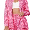 Women's  2 Piece sets  Button Down Shirt Long Sleeve Short Drawstring  Outfits - 4 of 4