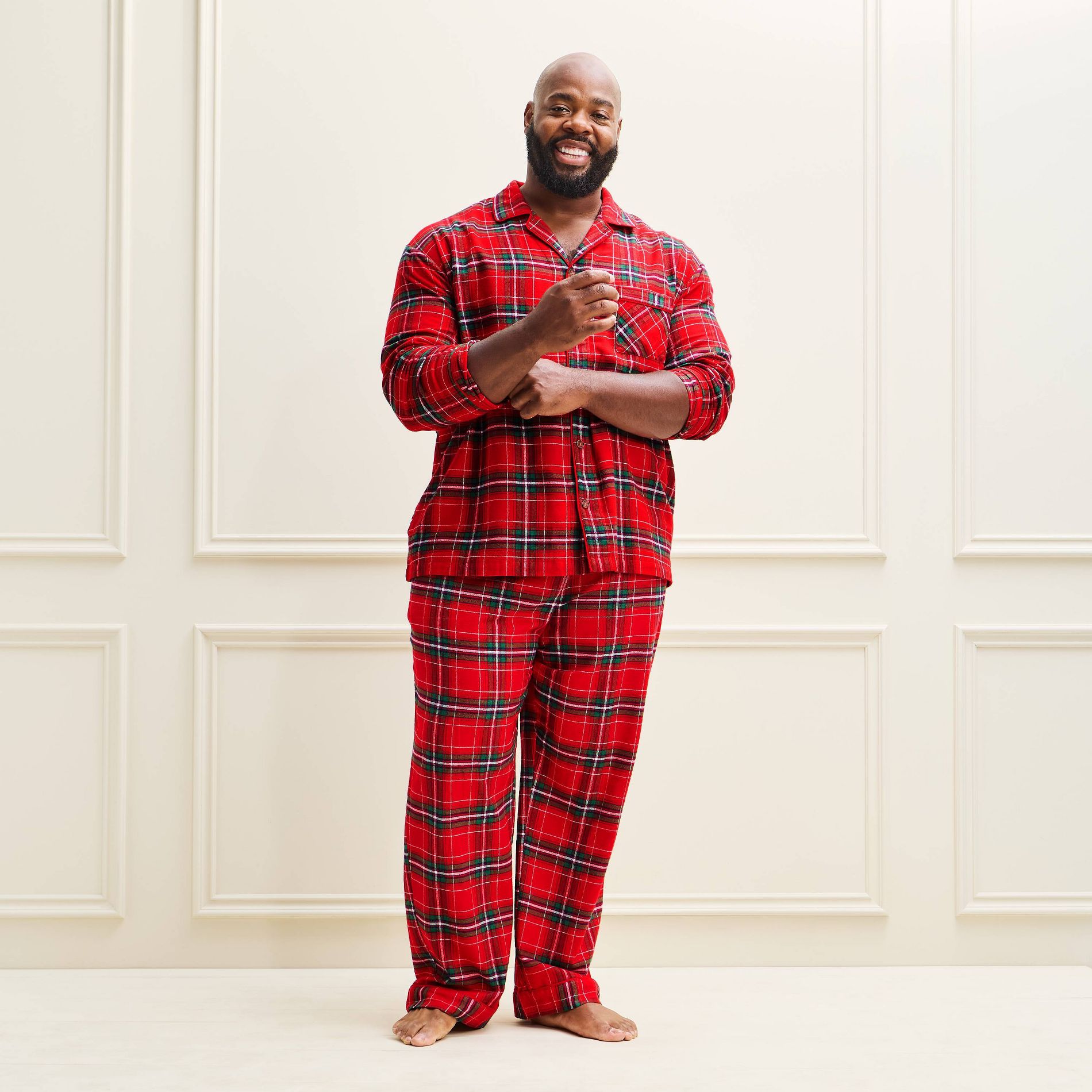 Men's Holiday Red & Green Plaid Flannel Matching Family Pajama Set - Wondershop™ Red/Green