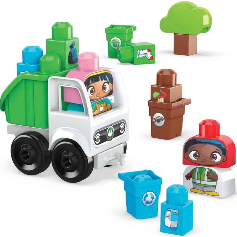 MEGA BLOKS Toy Blocks Sort &#38; Recycle Squad with 2 Figures for Toddler - 17pcs, 1 of 8