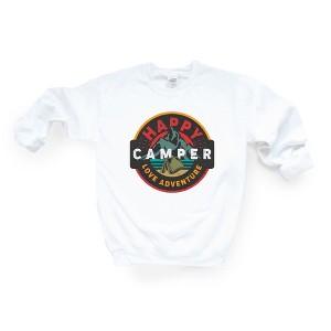 Simply Sage Market Women's Happy Camper Badge Gildan Sweatshirt - 1 of 2