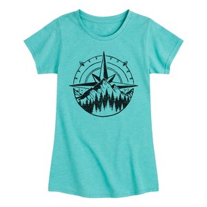 Girls' - Instant Message - Compass Nature Scene Fitted Short Sleeve Graphic T-Shirt - 1 of 4