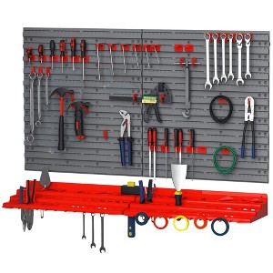 54 Piece Pegboard and Shelf Tool Organizer Wall Mounted DIY Garage Storage with 50 Hooks - 1 of 4
