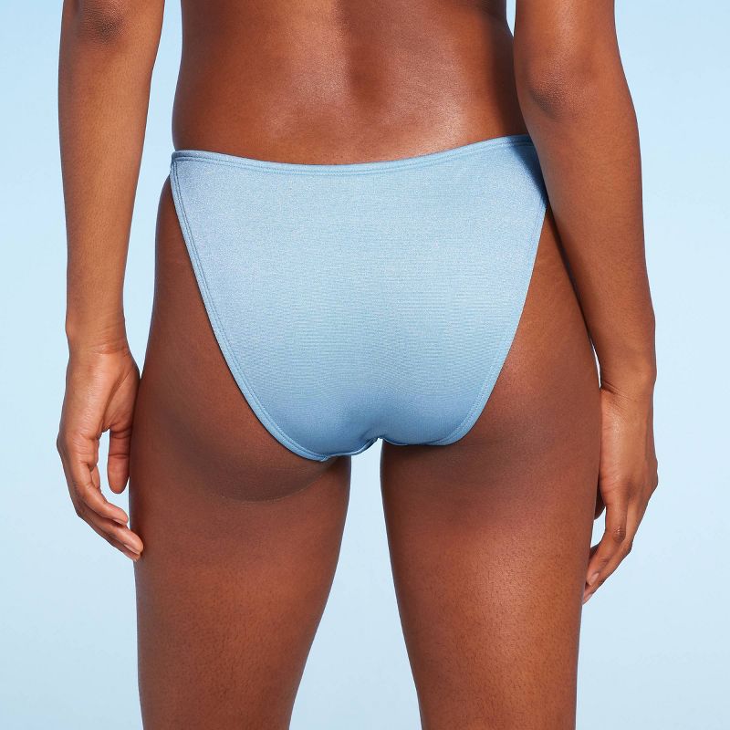 Women's Low-Rise Cheeky High Leg Bikini Bottom - Wild Fable™ Blue Lurex, 3 of 7
