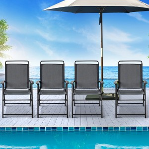 Costway 4PCS Outdoor Patio Folding Chair W/Armrest Portable Camping Lawn Garden - 1 of 4