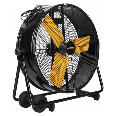 Master 24 Inch Portable Industrial Metal Direct Drive Cradle Tiltable Standing Garage Shop Barrel Drum Fan w/ 2 Speeds, Wheels, & High Velocity Motor