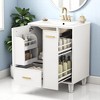 Mshliw 24 Inch Bathroom Vanity with Sink, Freestanding Cabinet with Door Shelf, Drawer and Pull-Out Basket, Ceramic Top - 2 of 4