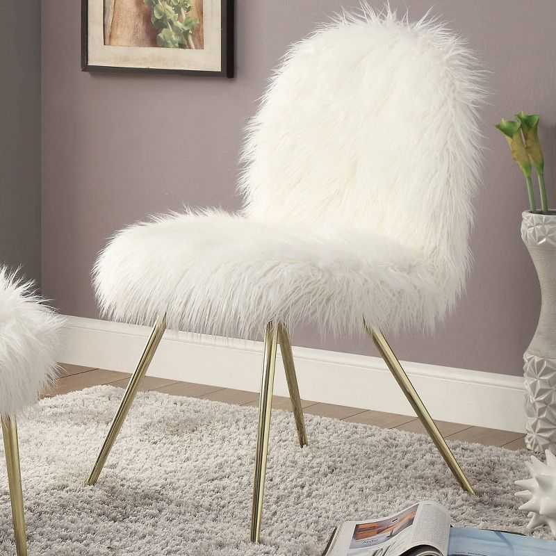Vexley Faux Fur Glam Accent Chair White/Gold - miBasics, 3 of 5