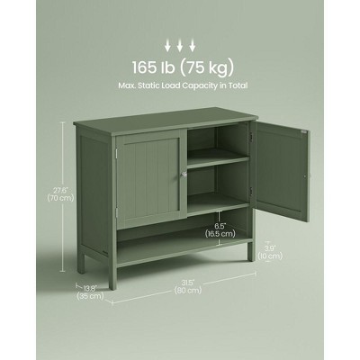 Forest Green 3-Tier Wooden Shoe Cabinet with Adjustable Shelves