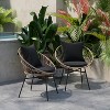 Emma and Oliver Set of Two All-Weather Boho Papasan Style Finish Faux Rattan Rope Patio Chairs with Cushions - 4 of 4