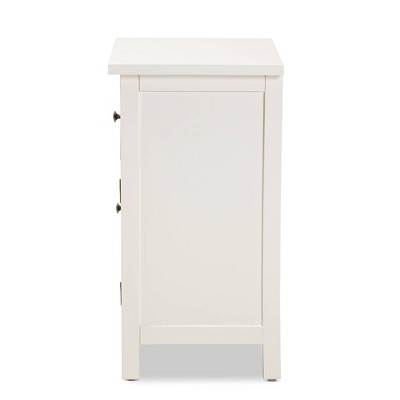 Lambert Wood 1 Drawer Nightstand White - Baxton Studio