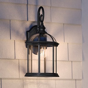 Urban Ambiance Luxury Transitional Outdoor Wall Sconce 15.5''H x 8.125''W,  Midnight Black Finish,  Greensboro Collection, UHP1376 - 1 of 4