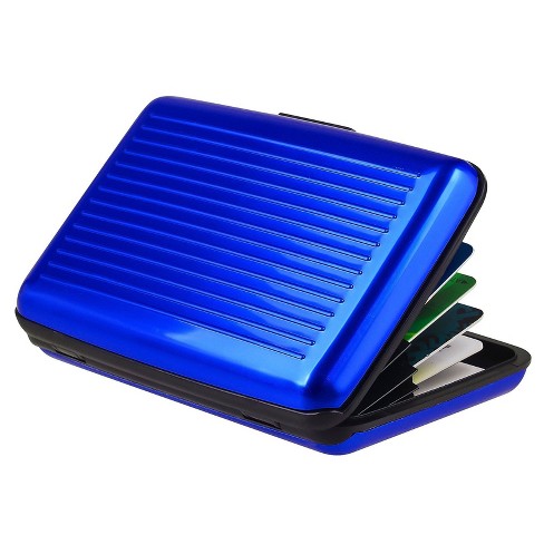 Zodaca Blue Business Id Credit Card Wallet Case Holder Metal Box : Target