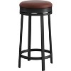 Coucheta 24" Swivel Bar Stools Set of 2/4, Counter Height with Footrest, PU Leather & Metal Frame, Backless Stools for Kitchen Island, Black/Brown - 2 of 4