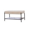 FONTOI 30.7" Upholstered Ottoman, Coffee Table Foot Rest with Wooden Open Storage Shelf for Living Room Entryway Hotel, Beige, 20.5"*17.7"*30.7" - 2 of 4