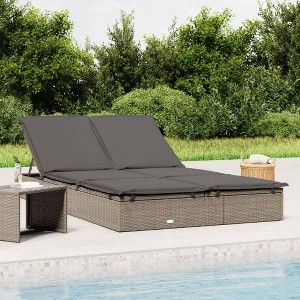Sunbed Grey PE rattan, Steel Double Adjustable Armrests SunbedvidaXL - 1 of 4