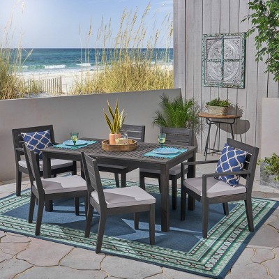 Nestor 7pc Acacia Wood Expandable Dining Set Gray - Christopher Knight Home