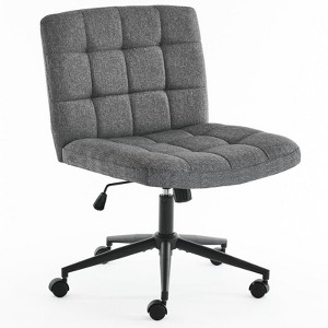 Furnimart Criss Cross Desk Chair Wide Seat with Wheels, 360° Swivel Cross Legged Thick Cushion, Home Office Chair for Bedroom/Vanity/Sturdy - 1 of 4