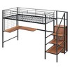 TIRAMISUBEST Twin/Full Size Loft Bed with L-Shaped Desk and Metal Grid, Stylish Metal Loft Bedframe with Lateral Storage Ladder and Wardrobe - 3 of 4