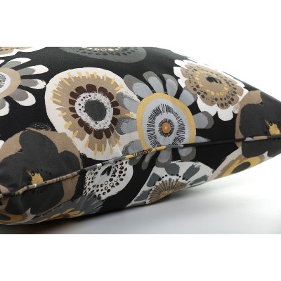 Black and Yellow Floral Oversized Lumbar Pillows Set