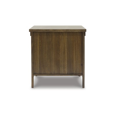 Rustic Brown Wood End Table with Storage Cabinet