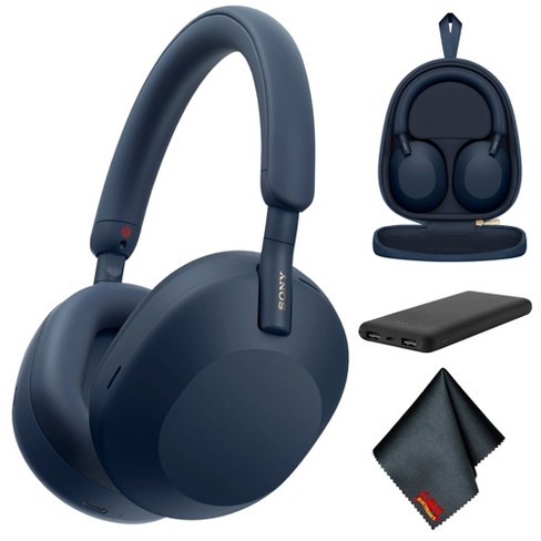 Sony WH-1000XM5 Wireless Industry Leading Noise Canceling Headphones with  Auto Noise Canceling, Blue - Bundle with Power Bank and Cleaning Cloth
